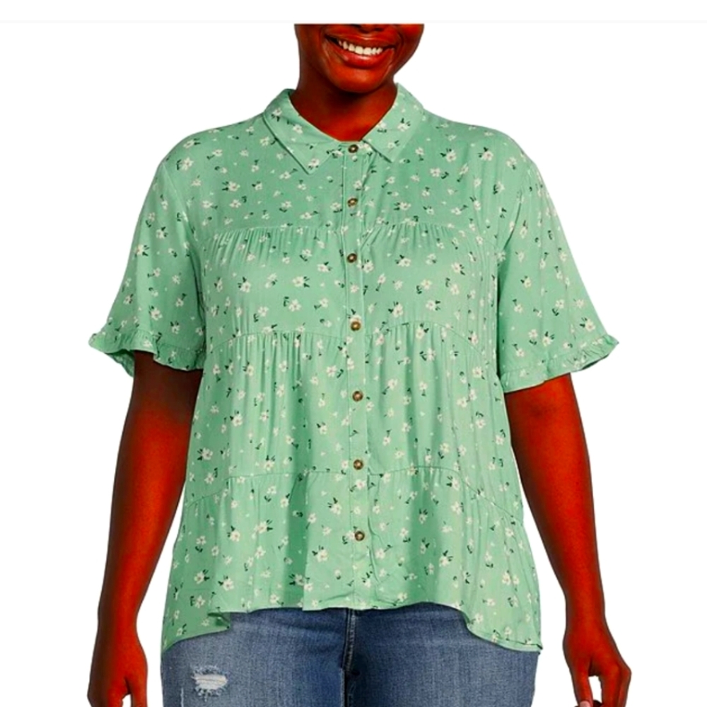 MOA MOA BLOUSE. GREEN COLOR WOMENS 2X BLOUSE.
